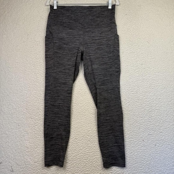 Lululemon Pants Womens 12 Gray Heather High Rise Yoga Leggings Pocket Stretch - Picture 1 of 7